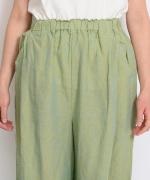 ヘンプシャンブレー　8分丈タックパンツ