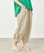 ヘンプシャンブレー　8分丈タックパンツ