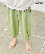 ヘンプシャンブレー　8分丈タックパンツ