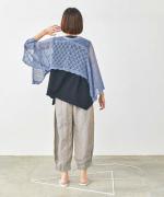 ヘンプシャンブレー　8分丈タックパンツ