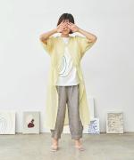 コットンリネンガーゼ　リボンワンピース