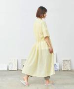コットンリネンガーゼ　リボンワンピース