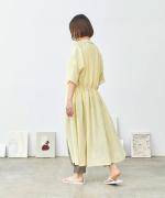 コットンリネンガーゼ　リボンワンピース