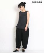 【ラストワン！】リユールリネンストライプ　ロングタンクトップ