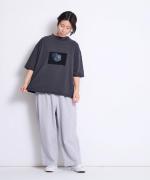 【ラストワン！】USE天竺プリント　モックネックＴシャツ(Flower)