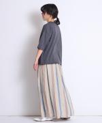 USE天竺プリント　モックネックＴシャツ(英字)