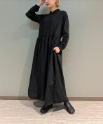 スパンポリエステルローン・製品染め 切り替えシャツワンピース