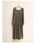 フラワーブロックプリント　キルトラジャスタンギャザードドレス