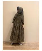 フラワーブロックプリント　キルトラジャスタンギャザードドレス