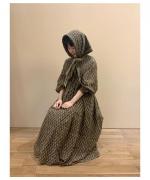 フラワーブロックプリント　キルトラジャスタンギャザードドレス