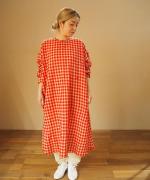 GINGHAM CHECK BACK OPENING SHIRT DRESS