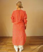 GINGHAM CHECK BACK OPENING SHIRT DRESS