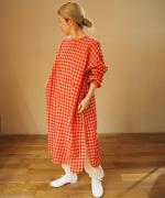 GINGHAM CHECK BACK OPENING SHIRT DRESS