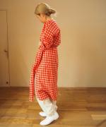 GINGHAM CHECK BACK OPENING SHIRT DRESS