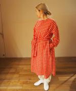 GINGHAM CHECK BACK OPENING SHIRT DRESS