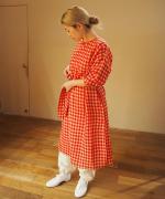 GINGHAM CHECK BACK OPENING SHIRT DRESS