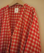 GINGHAM CHECK GATHERED WRAP DRESS