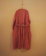 GINGHAM CHECK GATHERED WRAP DRESS