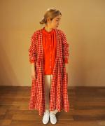 GINGHAM CHECK GATHERED WRAP DRESS