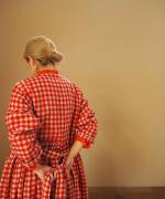 GINGHAM CHECK GATHERED WRAP DRESS