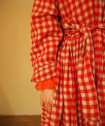 GINGHAM CHECK GATHERED WRAP DRESS