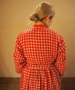 GINGHAM CHECK GATHERED WRAP DRESS