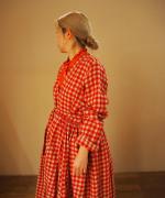 GINGHAM CHECK GATHERED WRAP DRESS