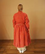 GINGHAM CHECK GATHERED WRAP DRESS