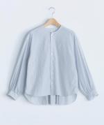 無地/ストライプスタンドカラーブラウス