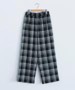 表起毛チェックワイドパンツ