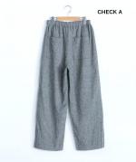 表起毛チェックワイドパンツ