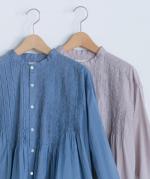 supima cotton ランダムタックブラウス