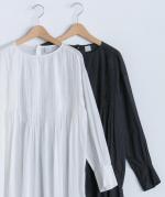 supima cotton ランダムタックロングブラウス