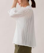 supima cotton ピンタックブラウス