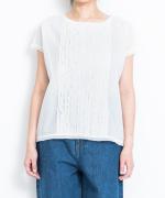 supima cotton×コットンメッシュ　ブラウス