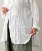 crinkled cotton silk ブラウス