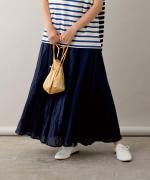 crinkled cotton silk スカート