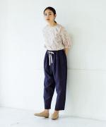 綿麻デニム ワイドテーパードパンツ