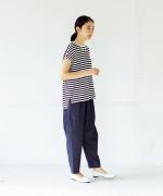 綿麻デニム ワイドテーパードパンツ