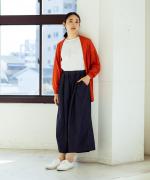 【ラストワン！】綿麻デニムワイドキュロットパンツ