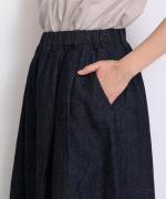 【ラストワン！】綿麻デニムワイドキュロットパンツ