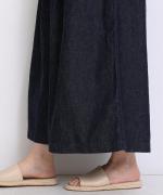 【ラストワン！】綿麻デニムワイドキュロットパンツ