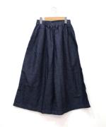 【ラストワン！】綿麻デニムワイドキュロットパンツ