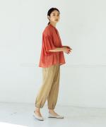 ハーフボイル 袖タック入りブラウス