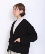 コットンサテン スタンドフリルブラウス