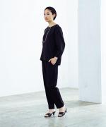 WOOLライクツイル センタープレステーパードパンツ