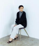 WOOLライクツイル センタープレスワイドパンツ