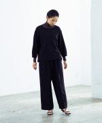 WOOLライクツイル センタープレスワイドパンツ