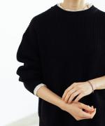 バルキーヤーンXモヘヤ 端レースプルオーバー