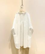 ふわふわコットン　ロングシャツブラウス